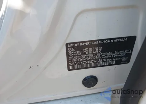 2013 BMW 740Li from USA, damaged, VIN WBAYE4C58DDW22876